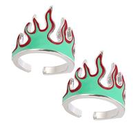Hemobllo 2piezas Anillo Fuego Ajustable Para Mujer Accesorio De Dedo Con Diseño De Llama Joyería De Moda Aleación Duradera Complemento Elegante y Versátil Para Uso Diario y Fiestas