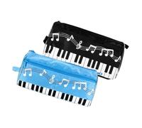 Hemobllo 2piezas Bolsa de Papelería Musical para Estudiantes Diseño de Piano y Símbolos Musicales Estuche para Lápices de Doble Clases de Música
