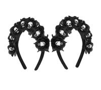 Hemobllo 2piezas Diadema de Calavera de Terror Tocado de Flores para Mujer Accesorios de Cabello para Disfraz de Fiesta de Halloween Diadema de Hueso para Padres Hijos