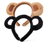 Hemobllo 2piezas Diademas De Oso Diseño Tridimensional Unidades De Aros De Pelo Suaves Colores Oscuros Para Sesiones De Fotos y Fiestas Temáticas