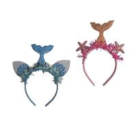 Hemobllo 2piezas Diademas Estrella De Mar Para Niñas Accesorios Para Pelo De Fiesta Tocados Ligeros y Decorativos Rosa y Azul