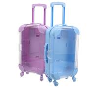 Hemobllo 2piezas Mini Maleta Ruedas de Plástico Caja de Dulces Miniatura Forma de Maleta Organizador de Recuerdos de Viaje para Guardar Joyas de Boda Color Transparente