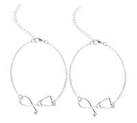 Hemobllo 2piezas Pulsera De Estetoscopio Cadena De Muñeca Plata Pulsera De Obsequio Estetoscopio Brazalete Para Niña Joyería De Recuerdo Día Madre