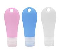 Hemobllo 3 piezas Botellas de Viaje de Silicona Contenedores Reutilizables para Líquidos de Tocador Portátiles y Seguros para Camping y Viajes Colores Azul Blanco y Rosa