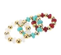 Hemobllo 3 Piezas Pulseras Acrílicas Apilables para Mujer Brazaletes Elásticos con Cuentas Diseño Geométrico Irregular Bicolor Joyería Ligera para Playa y Verano