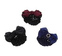 Hemobllo 3 Piezas Redecilla para Moño con Pasador de Satén de Cabello Elástica Negro y Azul Accesorios para Mujeres Enfermeras y Personal de Cómodo y Duradero