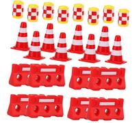 Hemobllo 36 Piezas Educativo de Señales de Tráfico para Conos Miniatura Vallas y Cubos de Plástico Juguetes de Carretera para Aprendizaje y Coordinación Motriz Infantil