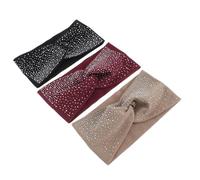 Hemobllo 3piezas Diadema de Yoga para Mujer Cintas Elásticas de Moda Adornos Cabello Diseño de Cruz Negro Vino Tinto para Ejercicio y Vida Diaria