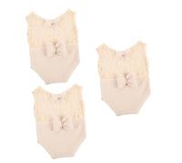 Hemobllo 3piezas Ropa De Fotografía para Niña Monos Sin Mangas Lazo Decorativo Accesorios para Sesiones De Fotos Recién Nacidos para Ocasiones Especiales