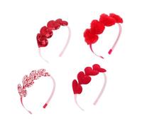 Hemobllo 4 Diademas Forma de Corazón para Niñas, Accesorios Cabello Lentejuelas, Colores Brillantes, Pack de 4 Piezas para Fiestas y Día de San Valentín