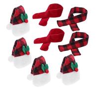 Hemobllo 4 Juegos Cubiertas para Botellas de Vino de Navidad con Mini Sombreros y Bufandas Cuadros Decoración Resistente y Versátil para Fiestas y Centros de Mesa Festivos