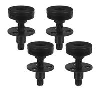 Hemobllo 4 Piezas 8-16 Thread Screw-in Furniture Levelers Adjustable Black Carbon Steel and Plastic Feet For Chairs and Tables