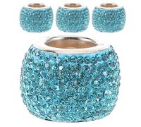 Hemobllo 4 Piezas Anillo Decorativo para Reposacabezas de Coche Azul Strass | Cobre Acabado Brillante, Cierre Seguro y Ajuste, para Interior de Coche y Camión