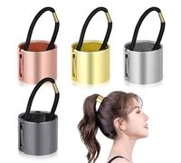 Hemobllo 4 Piezas Anillos de Metal para Coleta Alta de Plata Rosa y Negro Accesorios de Moda para Mujer y Niña Coletero con Resorte para Peinados Elegantes y Diarios