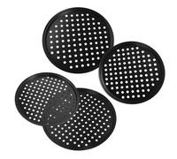 Hemobllo 4 Piezas Bandeja para Pizza Perforada, Acero al Carbono Negro | Cocción Uniforme y Flujo de Aire, Limpieza Rápida, Uso en Horno y Sobremesa