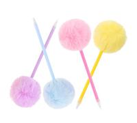Hemobllo 4 piezas Bolígrafos de Bola con Pompones Adorables Unidades Colores Pastel Escritura Suave Antideslizante para Niñas y Estudiantes Portátil y Decorativo