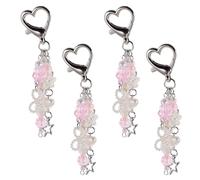 Hemobllo 4 piezas Cadena Móvil con Colgante de Perla y Lazo Corazón Diseño Dulce Milenial Accesorio Ligero para Teléfono Bolso y Llavero Protección Antidesprendimiento para Mujeres y Niñas