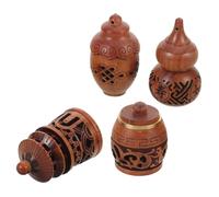 Hemobllo 4 Piezas Colgantes Difusores de Madera Perfume Compacto para Coche y Hogar Adornos Huecos con Símbolos Chinos de Llaveros y Collares Artesanales para Aceites Esenciales