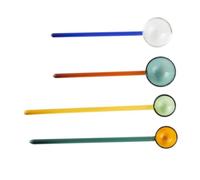 Hemobllo 4 piezas Cucharas Creativas de Vidrio para Postres y Bebidas de Resistente Altas para Café y Lácteos Color Aleatorio Color Aleatorio