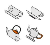 Hemobllo 4 Piezas Insignias Artísticas de Té con Taza y Tetera Broches Decorativos para Mochilas Bolsos y Ropa Creativo para Mujeres