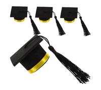 Hemobllo 4 Piezas Mini Sombrero Graduación con Borlas para Decoración Vino Tapas de Bebidas para Fiestas de Graduación