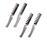 Hemobllo 4 piezas Peine para Hombre Acero Resistente con Dientes Grandes y Pequeños Bolsillo para Cuidado Diario de Cabello y Barba Diseño Vintage Multifunción con Abridor de Botellas