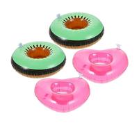 Hemobllo 4 Piezas Soporte Inflable para Bebidas de Posavasos Flotantes para Fiesta y Piscina para Actividades de Verano Resistente y Duradero Diseño Forma de Kiwi y Corazón