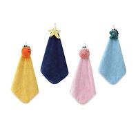Hemobllo 4 Piezas Toallas de Mano de Coral de Microfibra Pack Unidades Diseño Infantil Absorbentes para Cocina y Baño con Lazo Colgante Secado Rápido Sin Pelusas