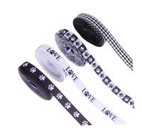 Hemobllo 4 rollos Cinta de Grosgrain con Estampado de Patas de Mascota para Decoración de Fiestas y Manualidades para Amantes de Perros y Gatos Fácil de Cortar y Moldear