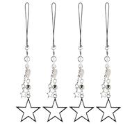 Hemobllo 4piezas Cordones para Teléfono Diseño de Estrellas Correa Muñeca de Cuentas Cadena para Funda Cámara y Bolso Accesorios Colgantes para Teléfono Móvil