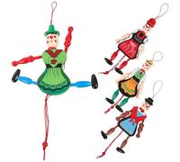 Hemobllo 4piezas Juguetes De Marionetas De Madera con Cuerdas Manos y Pies Articulados para Jugar Navidad Niñas
