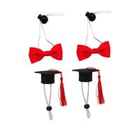 Hemobllo 4piezas Mini Gorras De Graduación para Mascotas Corbatas Accesorios De Decoración para Fiestas De Graduación De Brillantes Material Resistente y Duradero