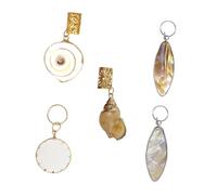 Hemobllo 5 Colgantes Decorativos Cabello Estilo Rastas, Anillos de Aluminio Conchas Marinas, Perlas y Caracoles, Accesorio para Trenzas, 5 Piezas Mixtas para Fiestas y Uso Varios estilos