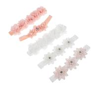 Hemobllo 5 Diademas para Ñiño Elásticas Flores y Perlas Decorativas Diadema Floral para Niña Recién Nacida Accesorios Cabello en Colores Rosa y Blanco Adecuado para Fiestas y Uso Diario