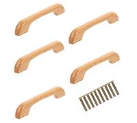 Hemobllo 5 Piezas Tiradores de Madera Sólida para Muebles con Doble Agujero Manijas Resistentes y Suaves para Armarios Cocina y Dormitorio Incluye Tornillos Fácil Instalación