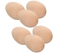 Hemobllo 6 Huevos Falsos de Madera Resistentes y No Fáciles de Romper para Decoración de Pascua, Huevos Artesanales Color Caqui Ideales para Manualidades y Fiesta