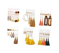 Hemobllo 6 juegos Pendientes Bohemios con Flecos Pendientes Colgantes Largos para Mujer Bisutería de Moda para Diario y Fiesta Regalo Elegante