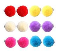 Hemobllo 6 pares Pendientes de Clip para Niñas de Orejas de Pom Pom de Peluche Colores Adorables Joyería No Perforante para Niñas Accesorios para y Ocasiones Especiales