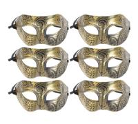 Hemobllo 6 Piezas Máscara de Mascarada, Máscara de Fiesta de Mascarada Vintage de Hombre, Plástico Dorado, Cómodo, No Irrita la Cara, Accesorio de Cosplay para Fiesta de Disfraces