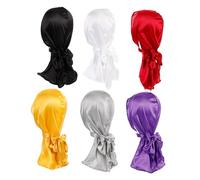 Hemobllo 6 piezas Sombreros Pirata de Seda Elásticos para Cuidado del Cabello Gorras Transpirables para Dormir Bandanas Capuchas para Mujeres con Pérdida de Cabello Incluye