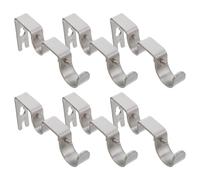 Hemobllo 6 Piezas Soportes Dobles de Metal para Barra de Cortina Montaje Pared o Techo Soporte Central Oculto Resistente para Hogar y Oficina de Acabado Plateado