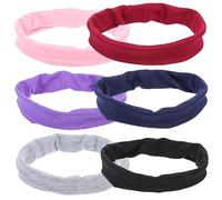 Hemobllo 6piezas Diadema Antideslizante Cinta Sudor Color Rojo Negro Morado Azul Gris Rosa Cinta Elástica Para Mujer y Niña Para Practicar Baloncesto