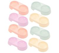 Hemobllo 8 Piezas Comederos Antideslizantes para Gatos y Mascotas Doble Cuenco de Plástico Resistente Colores Pastel para Comida y Bebida Segura