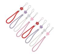 Hemobllo 8 piezas Correa Muñeca Móvil de Piel Trenzada con Diseño de Flor de Ciruelo y Cristales de Unidades Cuerda Corta para Colgar Teléfono y Evitar Pérdidas