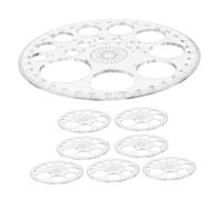 Hemobllo 8 Piezas Plantillas de Círculos Transportador Transparente Regla para Dibujo Medición de Ángulos Herramienta Práctica para Geometría Escolar y Oficina