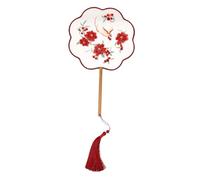 Hemobllo Abanico Chino Redondo de Seda con Doble Cara Ventilador Clásico Artístico para Decoración y