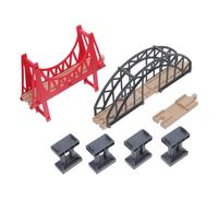 Hemobllo Accesorios de Puente Colgante para Vías de Tren de Madera Juguete Educativo para Expansión Ferroviaria Set con Puente Gris y Rojo Resistente para Juego Interactivo Familiar