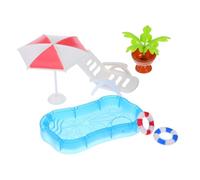 Hemobllo Accesorios Miniatura Piscina para Casa Muñecas con Silla Playa Anillo Natación y Sombrilla Decoración Realista para Jardín de Hadas y Infantil