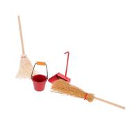 Hemobllo Accesorios para Casa de Muñecas Herramientas de Limpieza Miniatura Fregona Cubo Rojo Recogedor Rojo Escoba para Decoración