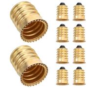 Hemobllo Adaptador de Portalámparas E14 a E12 Convertidor de Base de Lámpara de Tornillo 10 Unidades Doradas Soporte para Bombillas LED Uso Doméstico y Comercial